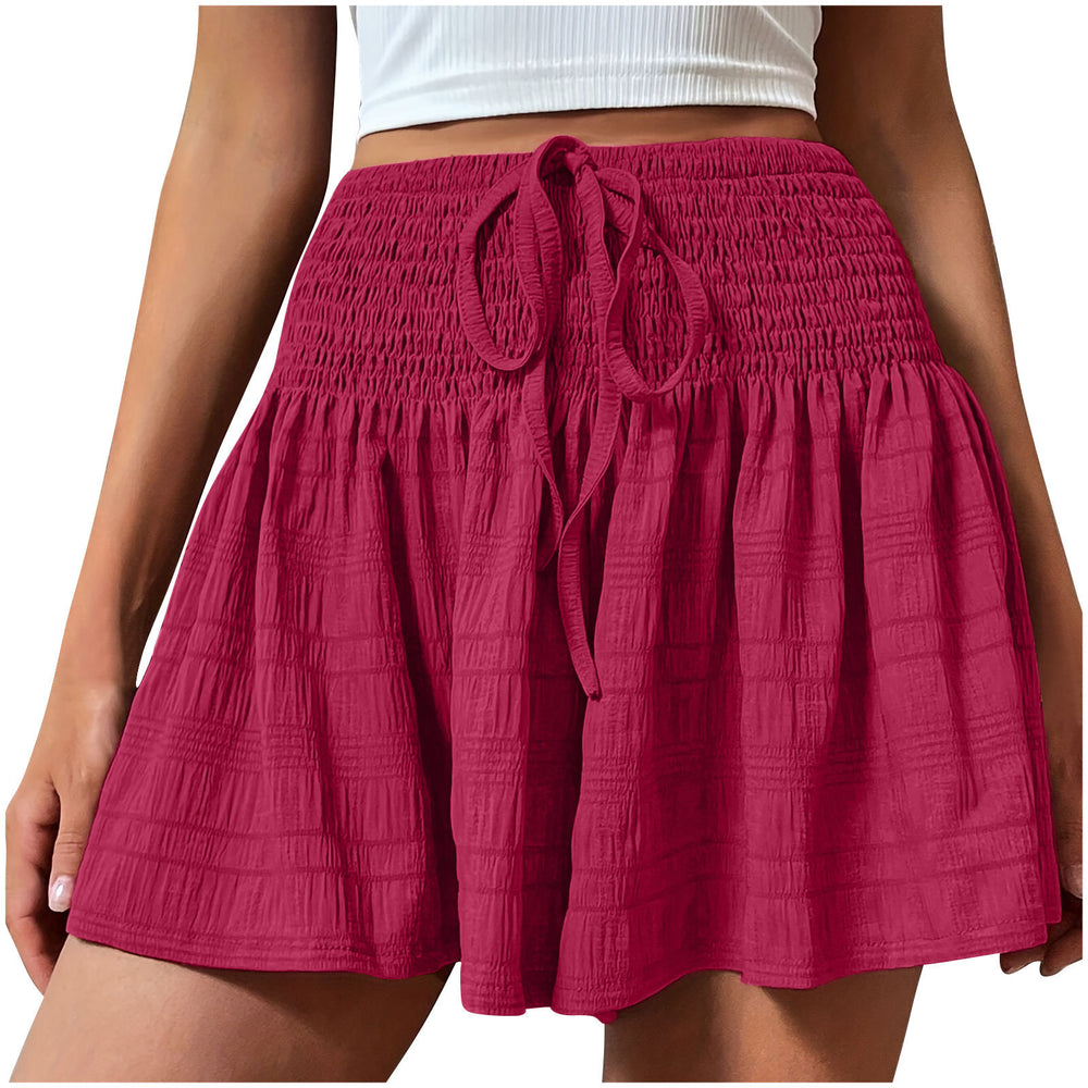 cross-border  european and american women's summer fashion solid color drawstring athletic shorts