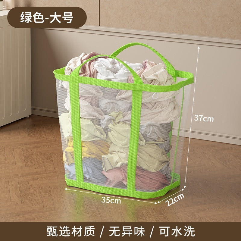 Portable household mesh nylon dirty clothes, bathroom debris sorting, large-capacity storage, hanging portable dirty clothes basket