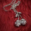 hot-selling stylish cherry skull necklace for women niche stylesense of design hip hop punk metal style multi-layer clavicle chain