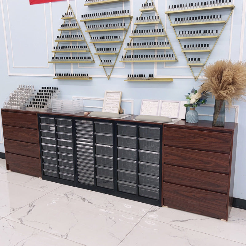 Solid wood retro nail art cabinet walnut display cabinet nail polish storage cabinet nail polish glue locker floor cabinet