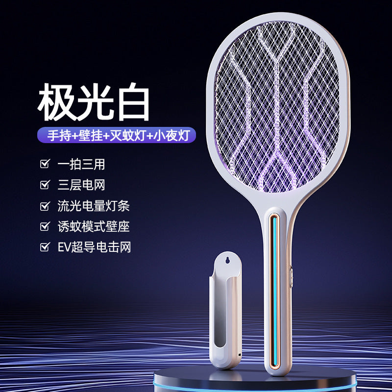 household electric mosquito swatter rechargeable automatic mosquito trap and mosquito swatter electric shock mosquito killer lamp two-in-one camping style fly swatter