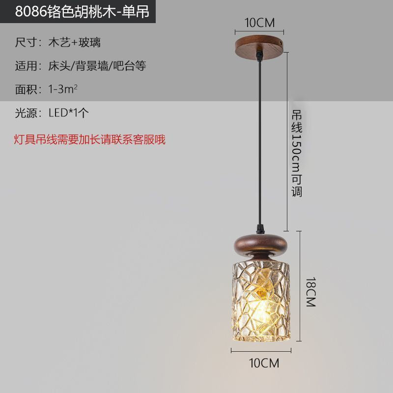 Medieval style lamps bedroom bedside small chandelier bedside table retro restaurant aisle new chinoiserie single head long hanging lamp