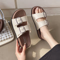 Fashion women's slippers outwear non-slip casual home beach shoes summer birkenstock thick sole double buckle strap one-line sandals