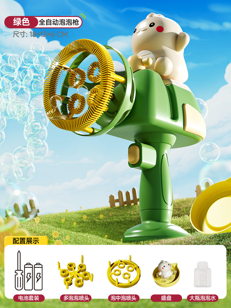 New electric bubble machine with multiple bubble nozzles - fully automatic, handheld bubble gun toy for fun and games!