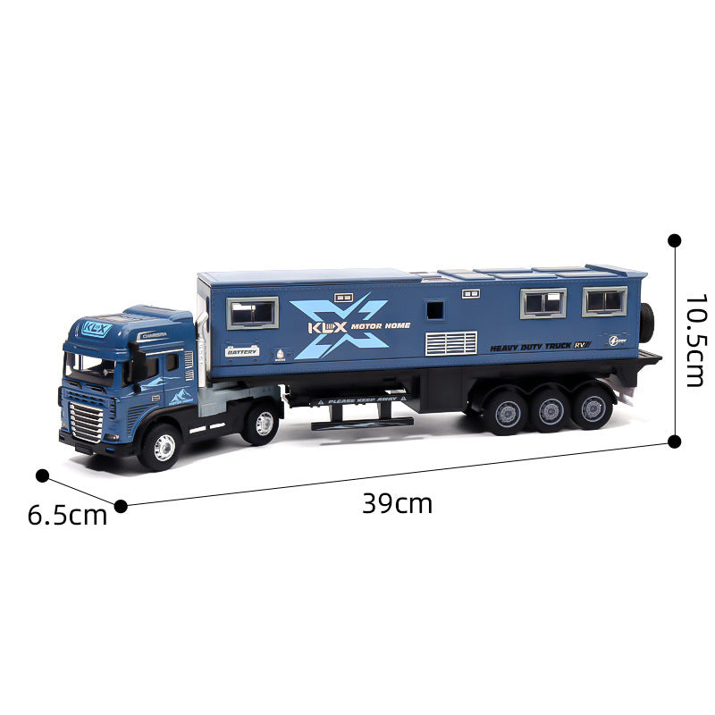 Large alloy trailer rv toy car kids' simulation car model camping truck off-road vehicle model for boys