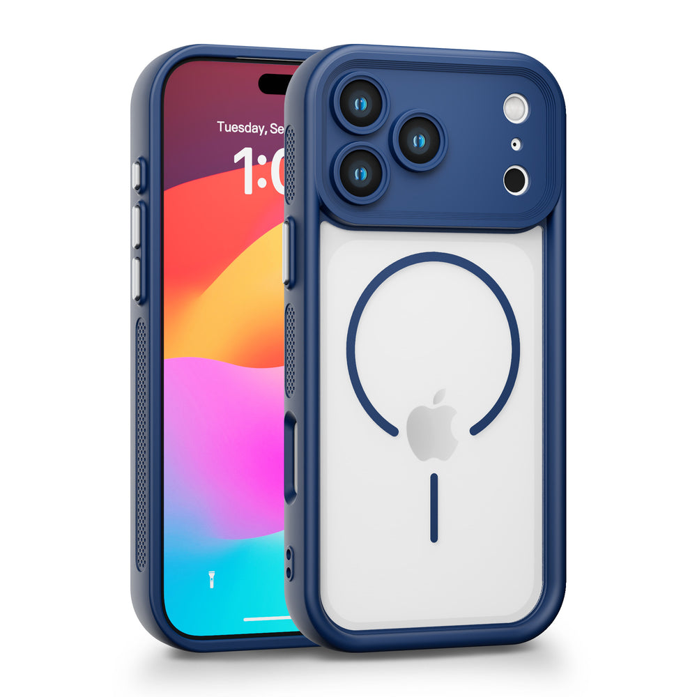 Suitable for iphone17prom mobile phone case 16 two-in-one magnetic suction apple 15 electroplated button pc cooling mobile phone case