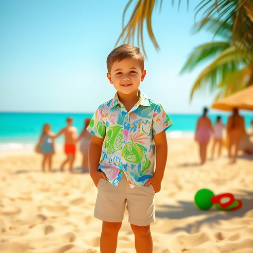 boys printingsuit cotton kidsloose thin cool summer floral shirt boys shirt spring and summer