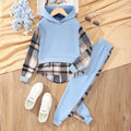 Children's long-sleeved plaid hooded suit