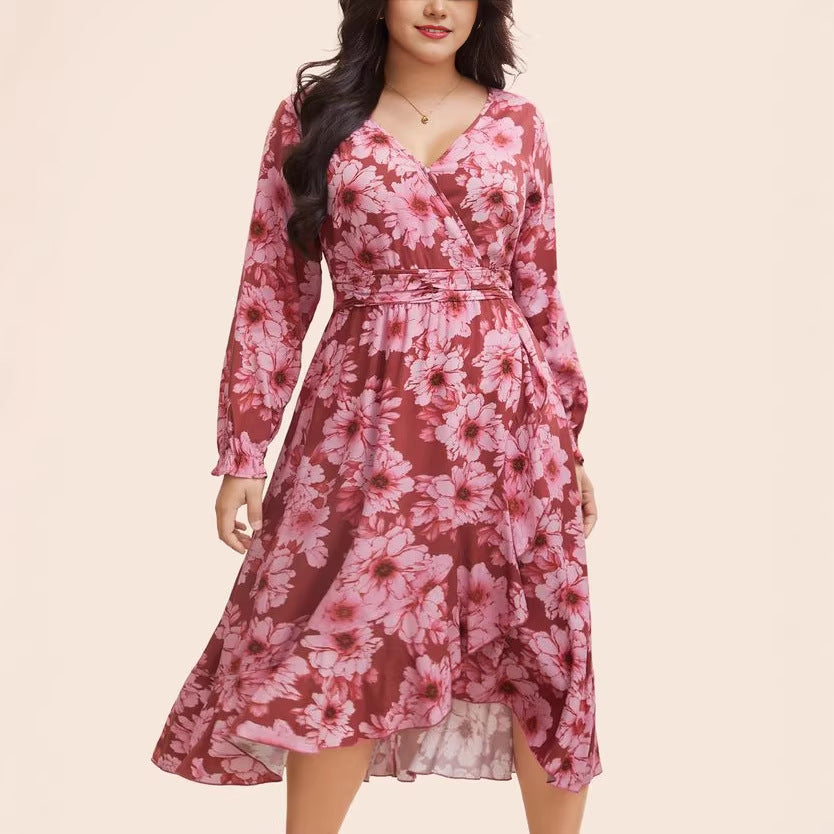 New  export style plus size red dress for curvy women - hot seller on  &  cross-border e-commerce