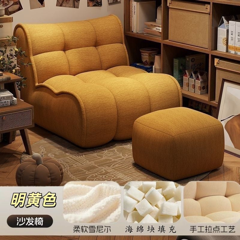Vacuum compressed sofa casual modern lazy fabric sofa sponge single sofa cream casual living room casual