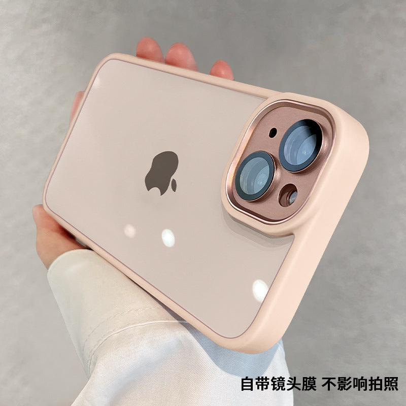 Suitable for iphone16 mobile phone case, gold shield all-inclusive lens film, apple 14 transparent anti-fall 13promax protective case