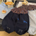 Kids sweatpants girl spring & fallembroidercasual pants loose scimitar pants small and medium-sized children drapedcasual baby girl sweatpants