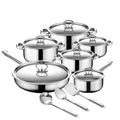 Wholesale cross-border stainless steel pot set thickened double bottom milk pot frying pan soup pot fifteen-piece set foreign trade gift