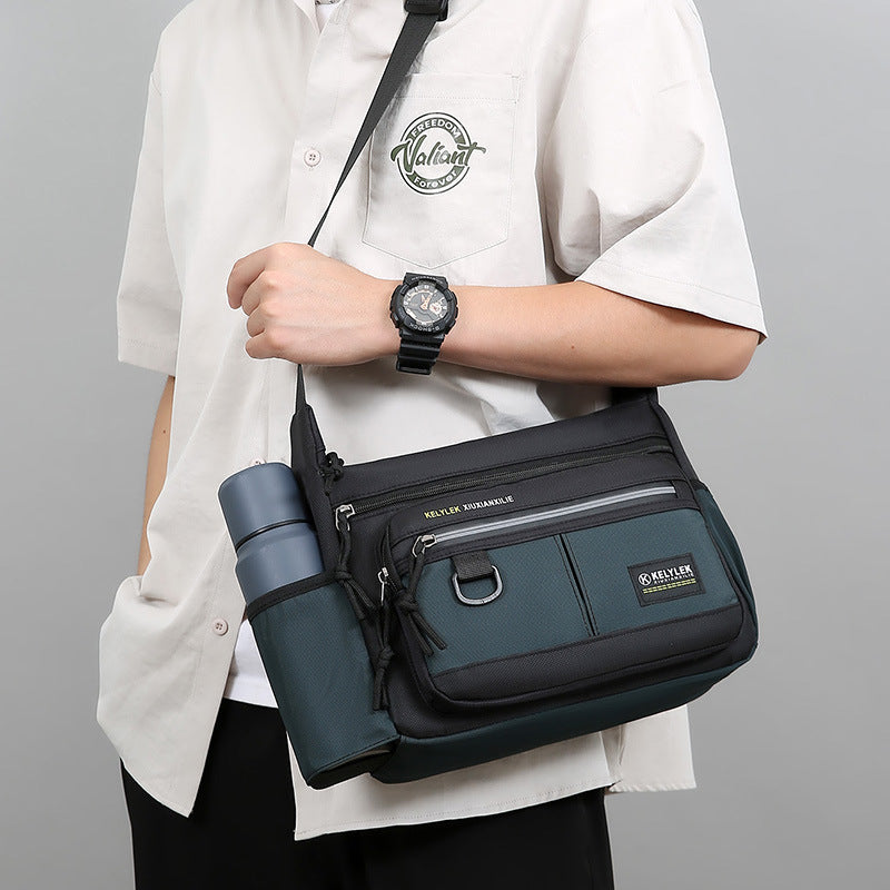 New Men's Casual Shoulder Bag Large Capacity Multifunctional Water Cup Storage Crossbody Bag Fashion Commuter Business Men's Bag
