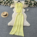 Korean sweet age reduction cut out crochet knittingtops women's high waist tight hip cover skirt summer clothes elegantsuit