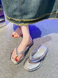Fashion rhinestone flip-flops for women summernew arrival sparkling crystal transparent outwearnon-slipabrasion resistant flip-flops