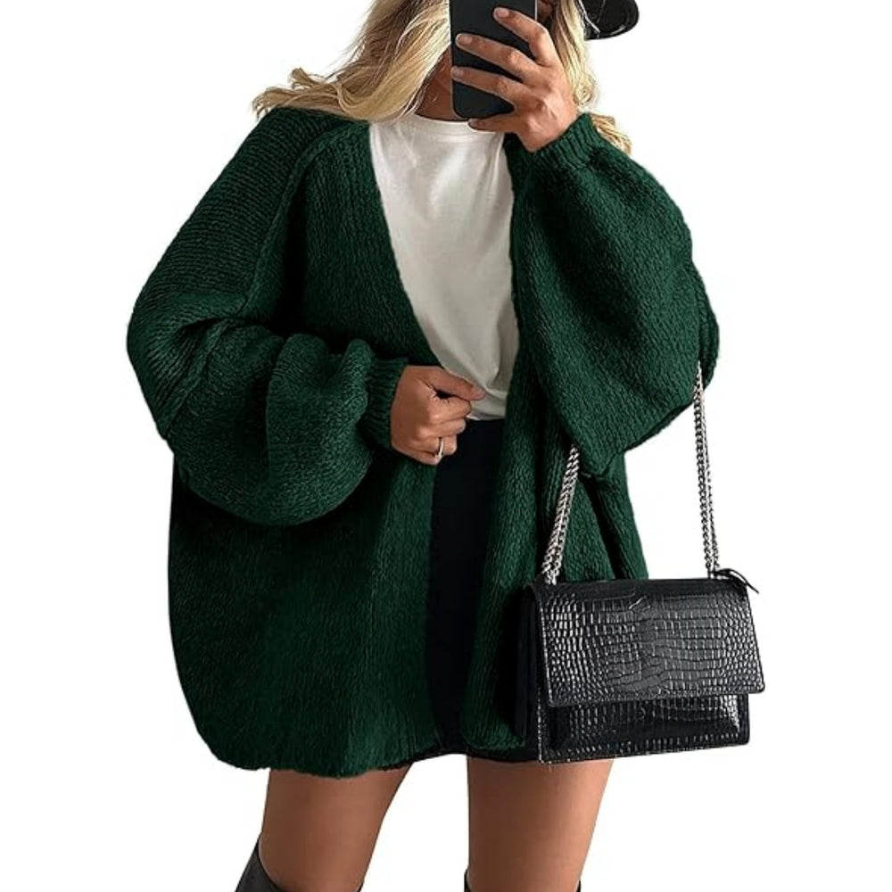 2025 fall/winter new european and american cross-border commute women's knitted top, european and american casual sweater cardigan, loose fit open front