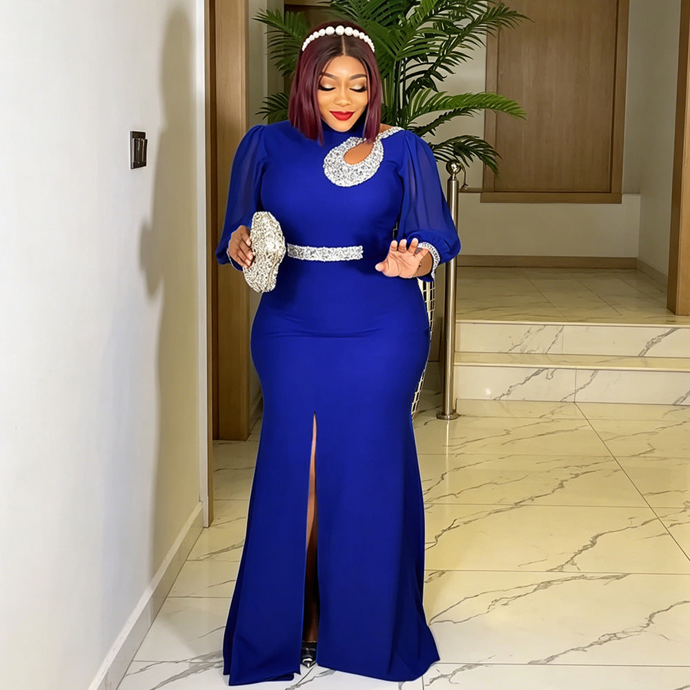 Fashion cross-border export fashion women's sexy slit long skirt african  plus sizehigh waistdress