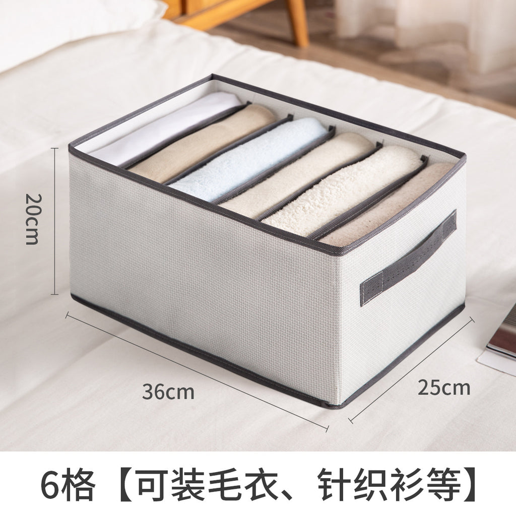 Pants Storage Box Bedroom Thickened Foldable Clothes Artifact Separation Storage Organizing Box Dormitory Wardrobe
