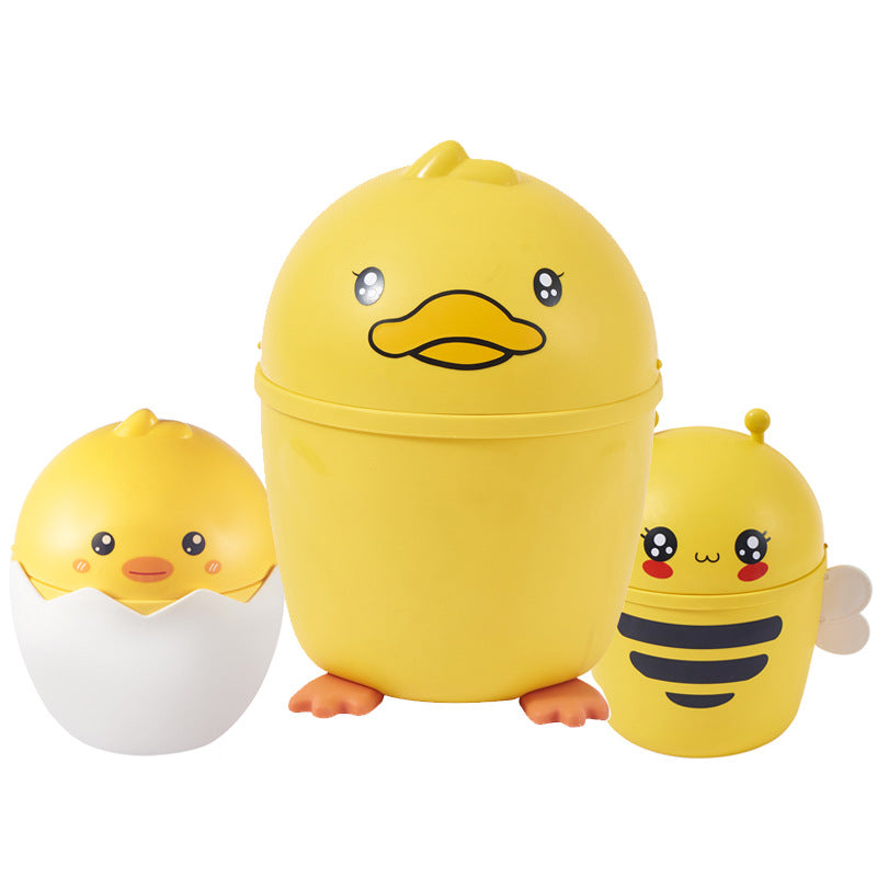 Broken shell chicken trash can small desktop swing lid paper basket bedroom bedside desk mini cute plastic storage bucket