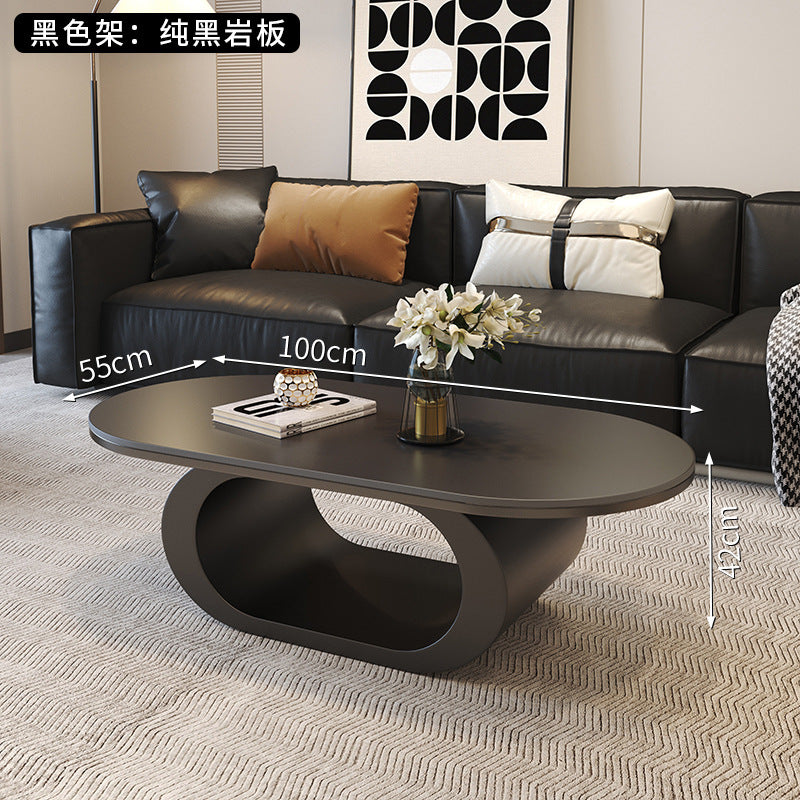 Modern minimalist oval rock slab coffee table - small apartment living room, home use, minimalist tea table, creative irregular shape combination