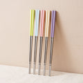 304 stainless steel chopsticks, color-coded individual chopsticks, serving chopsticks, non-slip square chopsticks, tableware set, 5 pairs