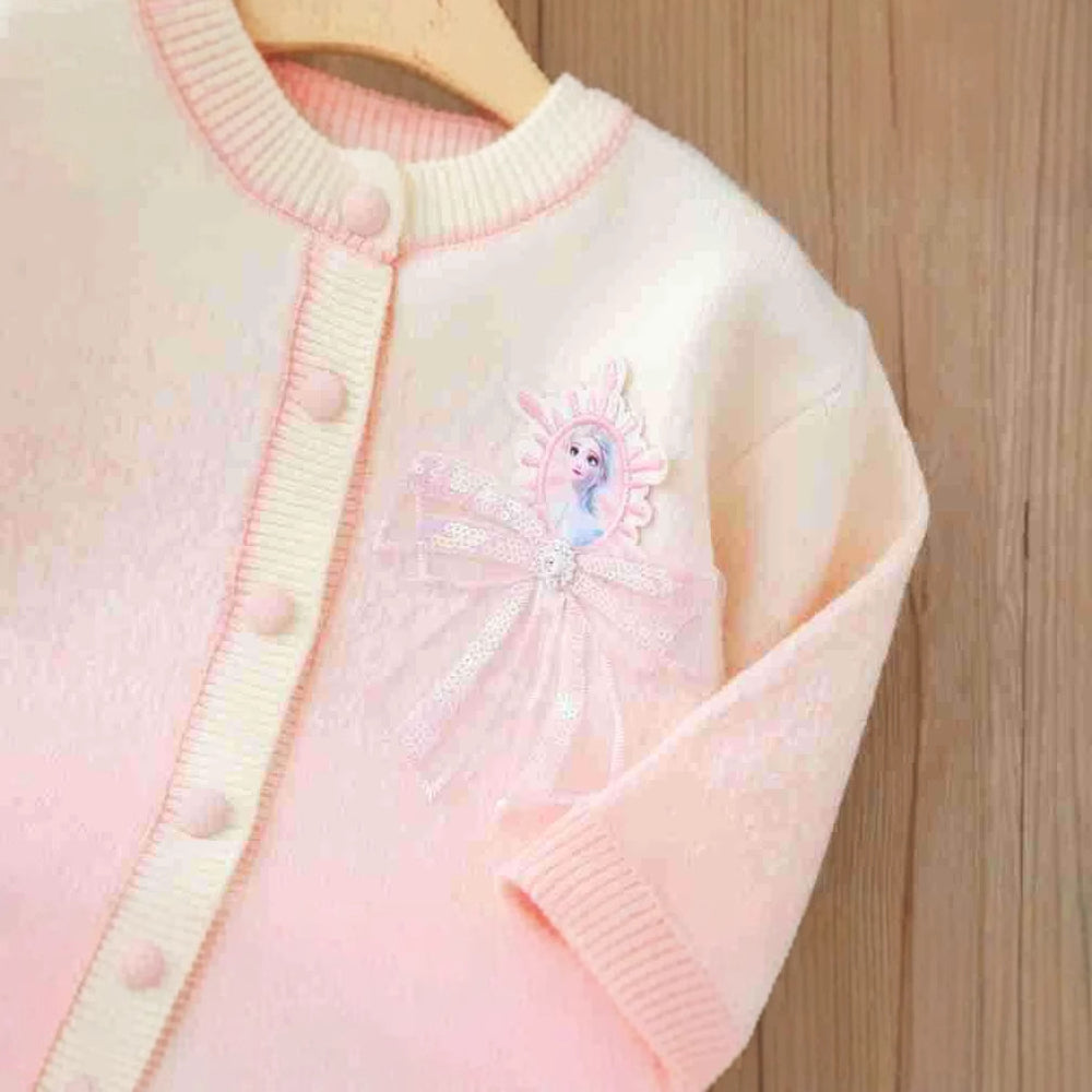 Girls' cardigan elsa princess outerwear sweater set