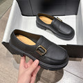 Loafers round toe retro women's toe cap pvc outwear slip-on fashion british style thick soleartsytrendy