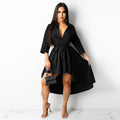 Bestselling cross-border e-commerce autumn/winter new arrivals: european and american style irregular hem longline shirt dress - direct from the factory