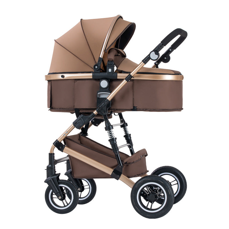 High-view baby stroller - convertible reclining, lightweight, foldable, shock-absorbing, summer edition