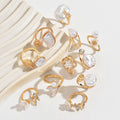 European and american cross-border baroque irregular imitation pearl ring set - vintage french style asymmetrical open knuckle jewelry