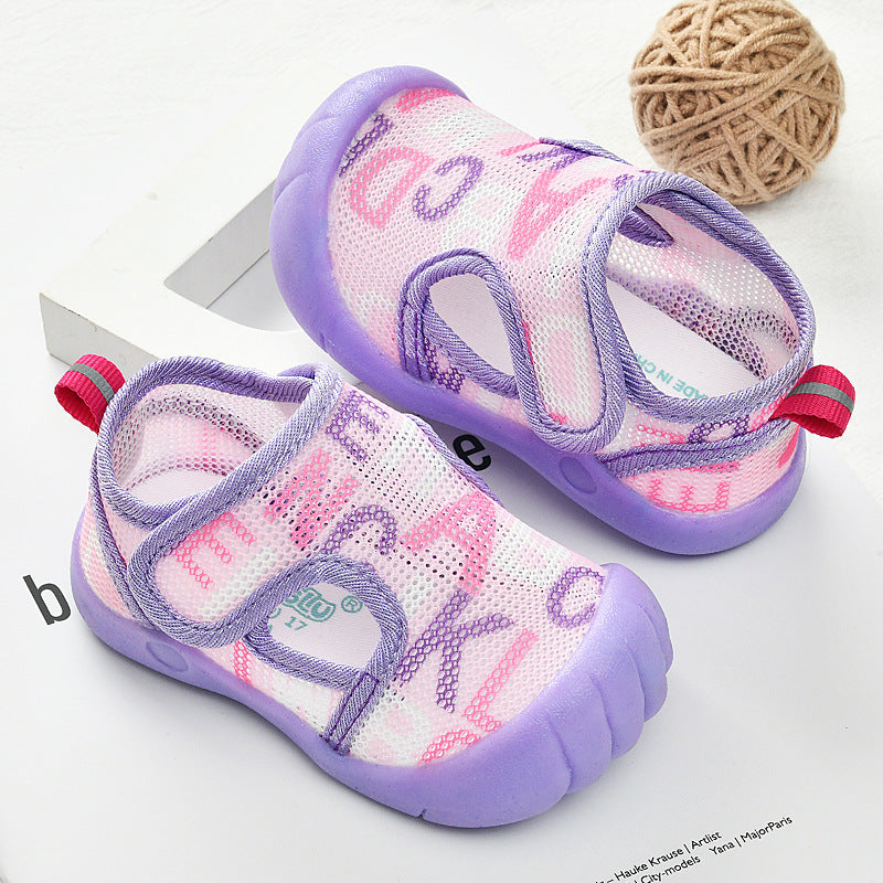 Baby sandals for boys, summer first walker shoes, 0-1-2 years old infant anti-slip soft sole mesh shoes for babies and toddlers, baby girl shoes