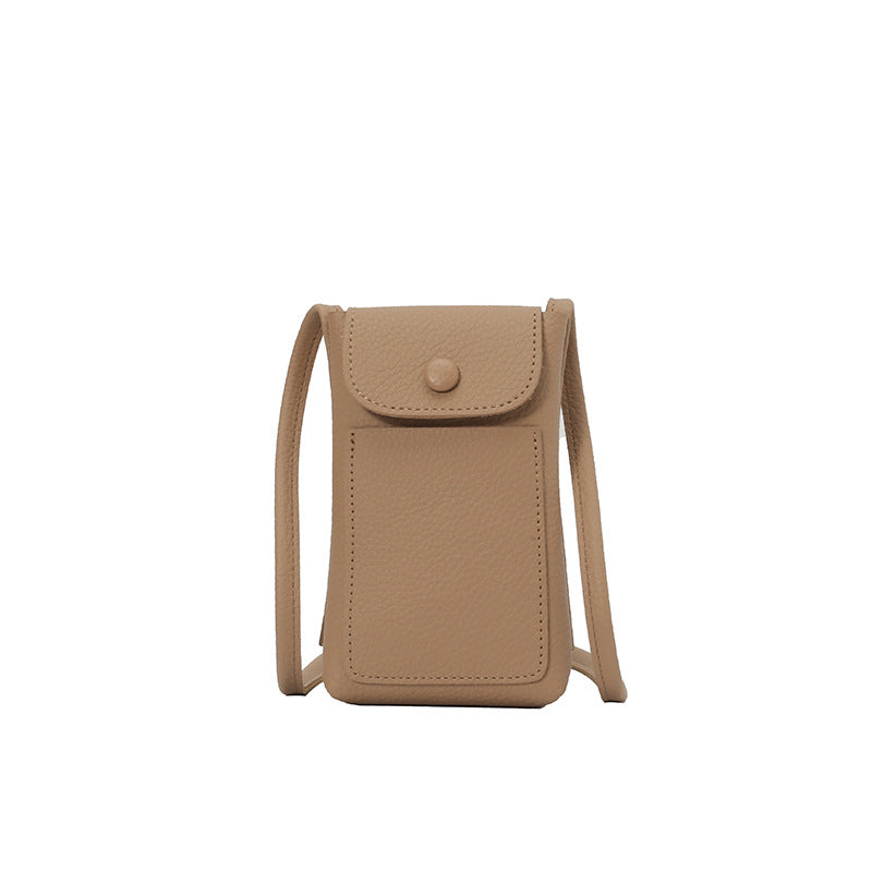 Cross-border premium soft leather messenger mobile phone bag women's 2025 summer new shopping and walking mini macaron shoulder bag