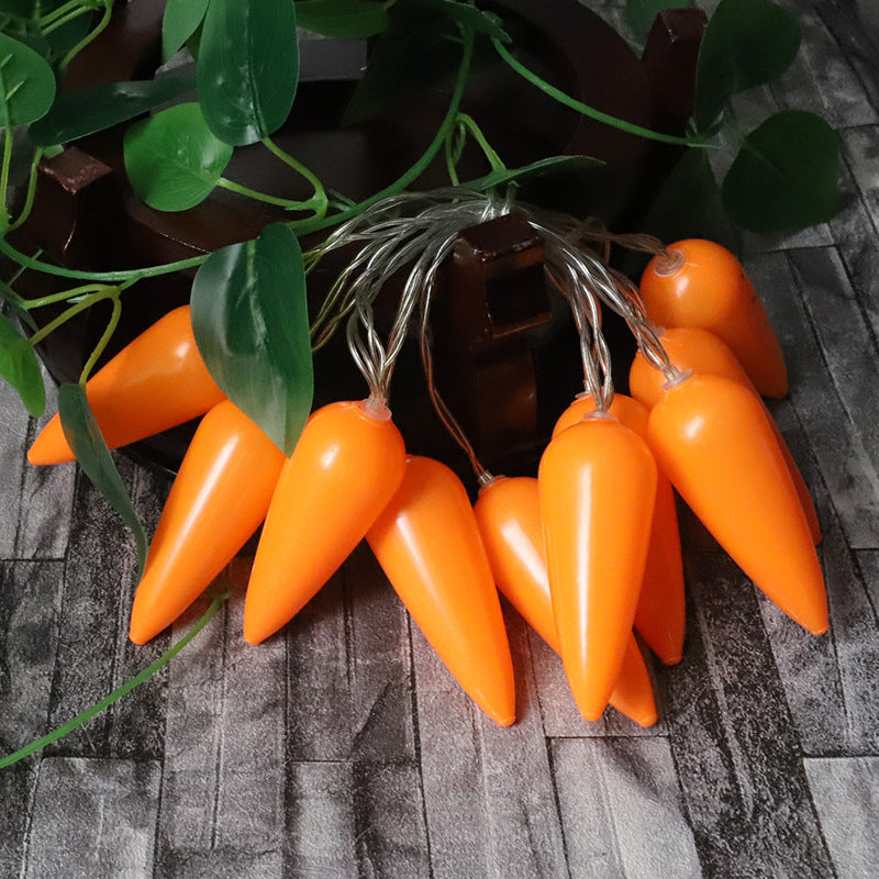 New LED Easter decorative light string, indoor layout creative USB battery box, carrot shape color flash light string