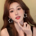 Broken silver beaded star earrings-a2589 silver