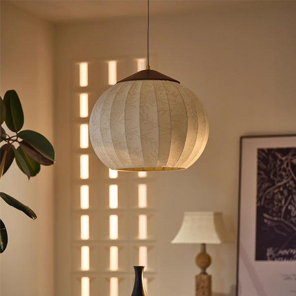 Japanese-style wabi-sabi retro bar restaurant lights B & B bedroom pumpkin print fabric lantern medieval chestnut chandelier