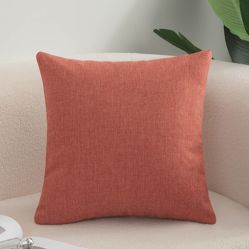 Solid color throw pillow sofa cushion cotton linen style minimalist modern office lumbar pillow square backrest bed headrest pillow