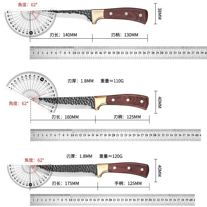 Stainless steel cutting knife, forged butcher, meat picking, pig killing, meat cutting, meat selling, bone shaving, sharp sheep slaughtering, bone picking and cutting knife