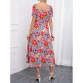 listing: new  women's original elegant floral print drawstring hem dress