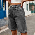European and american clothing cross-border trade independent station  new arrival ripped and curled half length denim shorts casual pants trendy