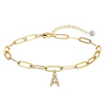 amazon 26 letter inlaid cubic zirconia pendant jewelry stylish paper clip adjustable bracelet for women