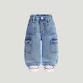 girls' spring/autumn denim pants: new styles for toddlers and young children, loose-fit casual straight-leg trousers, stylish and versatile wide-leg pants for kids