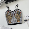 Fashion suspender tube top vest women's summerprinting heavy industry sequin exposed navel design street hot girl petitestops
