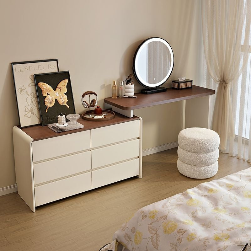 new arrival walnut medieval cream style bedroom dressing table modern casual chest of drawers all-in-one solid wood makeup table