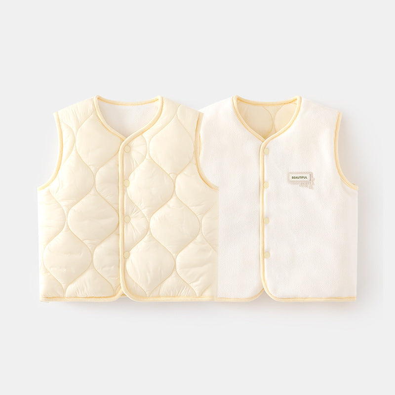 Babylon baby vest belly vest baby reversible autumn and winter style quilted kids vest vest imitation down