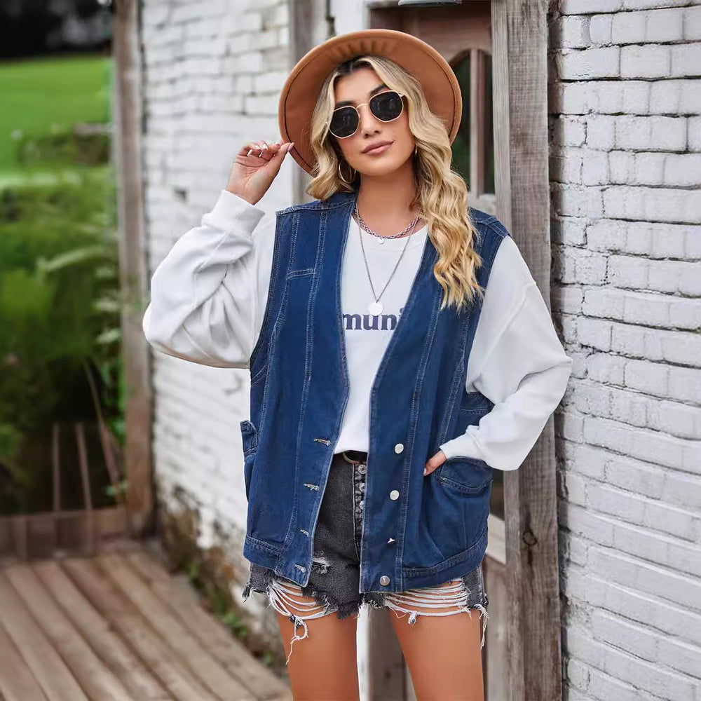 trade  european and american clothing  new arrival single-breasted denim vest vest casual waistcoat