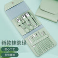 Matcha green dropshipping pedicure knife manicure tool stainless steel nail scissors suit 16-piece beauty pliers manicure full set