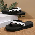 Plus size aliexpress export drag pearl rhinestone clip-on slippers cross-border new product wedge thick sole flip-flops women's slippers