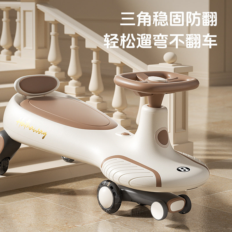 New children's twisting car Universal wheel Anti-rollover silent flash wheel Adults aged 1-8 can sit on the sliding twisting car