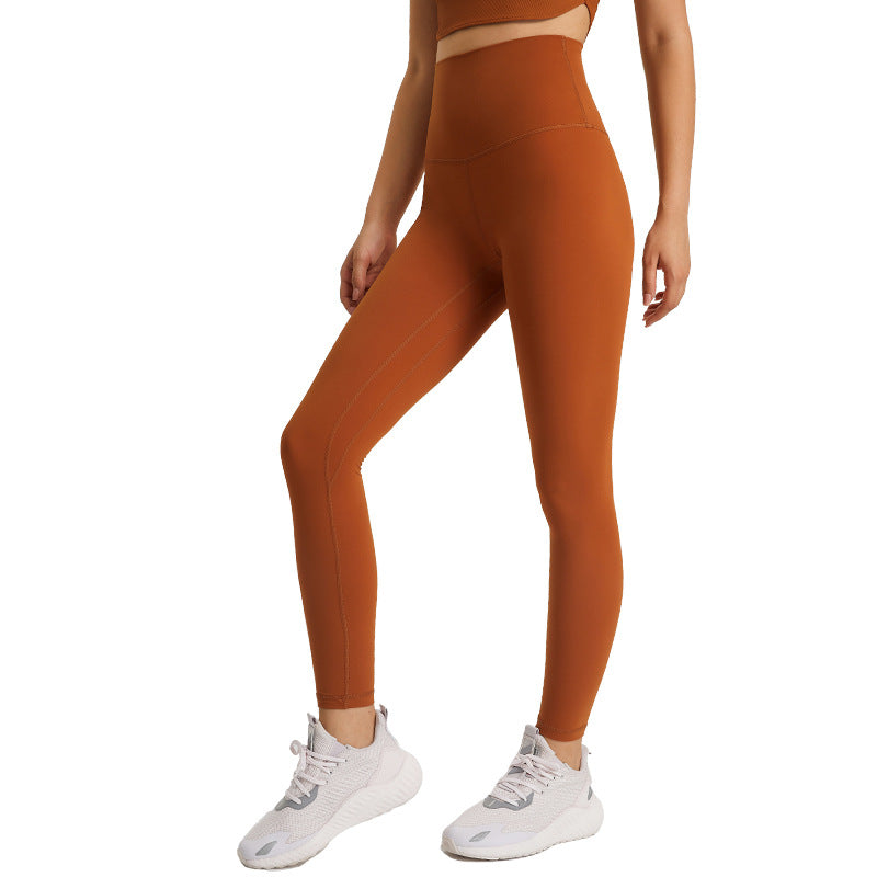 Dianqian new arrival high waist nude yoga pants for women silmslimming look training fitness sports nine-point pants s2082